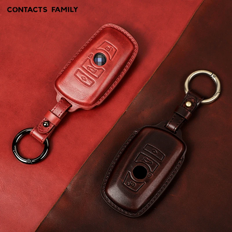 CONTACTS FAMILY Anti Dust Protection Leather Car Remote Case Cover Key Fob Holder for BMW Series 3 5 7 BMW X5 X6 Wholesale