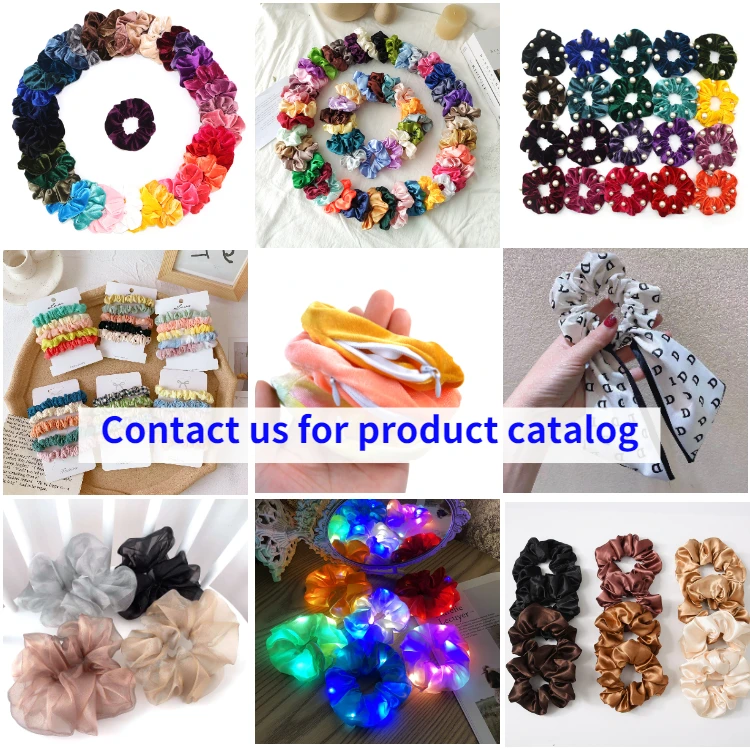Wholesale Cheap Cute Thin Skinny Satin Scrunchies Women Girls Elastic Hair Tie Small Polyester Hair Scrunchies Custom