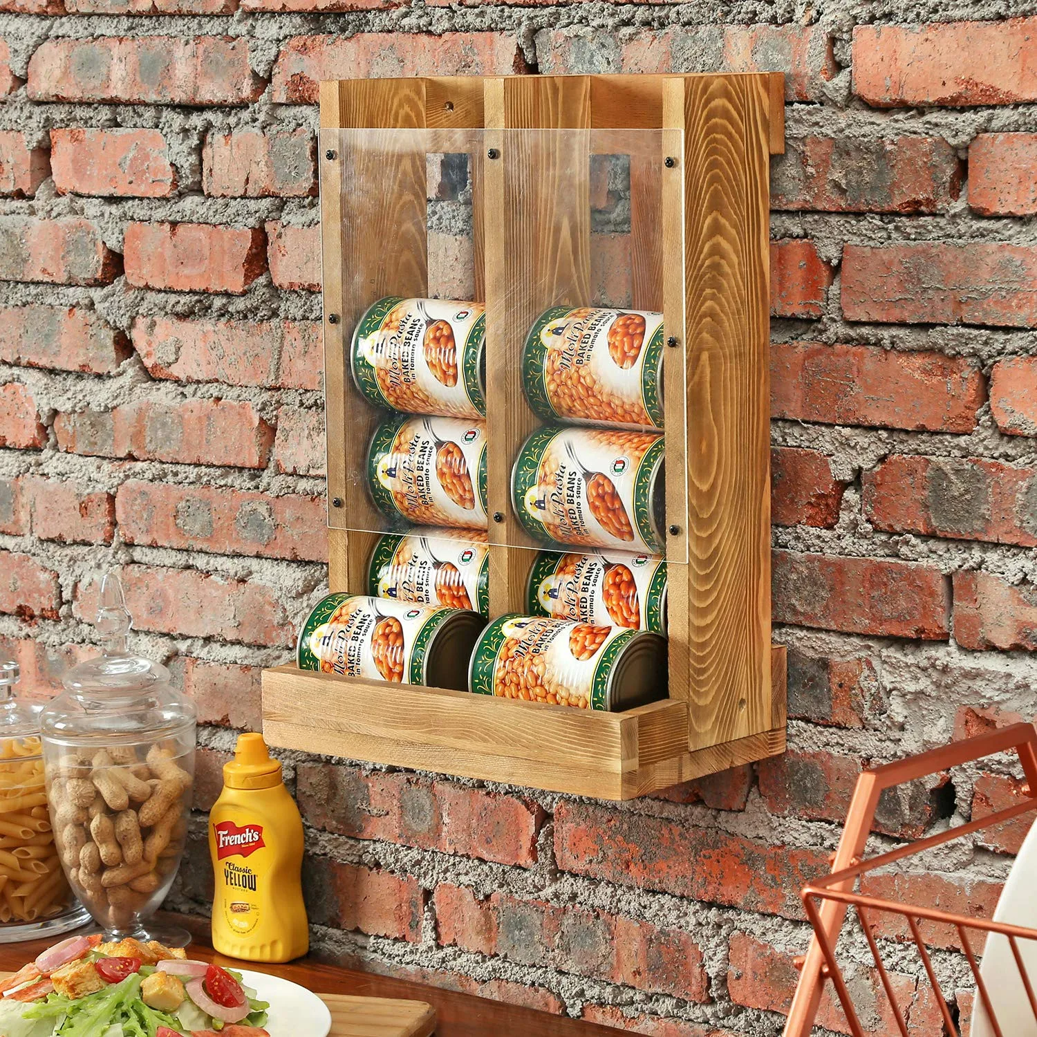 Деревянный Органайзер из олова для кухни диспенсер консервированных продуктов вращающаяся стойка шкаф закусок домашних животных держатель газировки