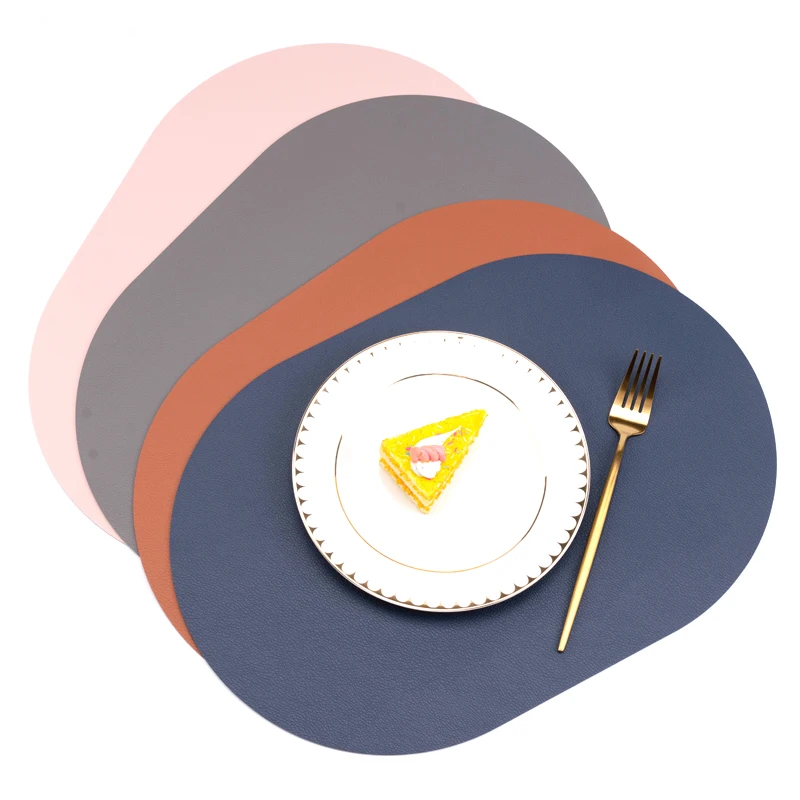 TRI-STAR Luxury Washable Table mat Oval Placemat Durable Heat Resistant Dining Restaurants PU Leather Place Mat