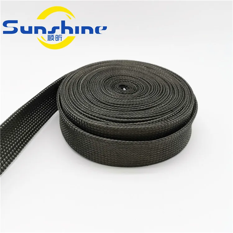 
high quality heat resistant carbon kevlar fiber braided sleeve for wire and cables 