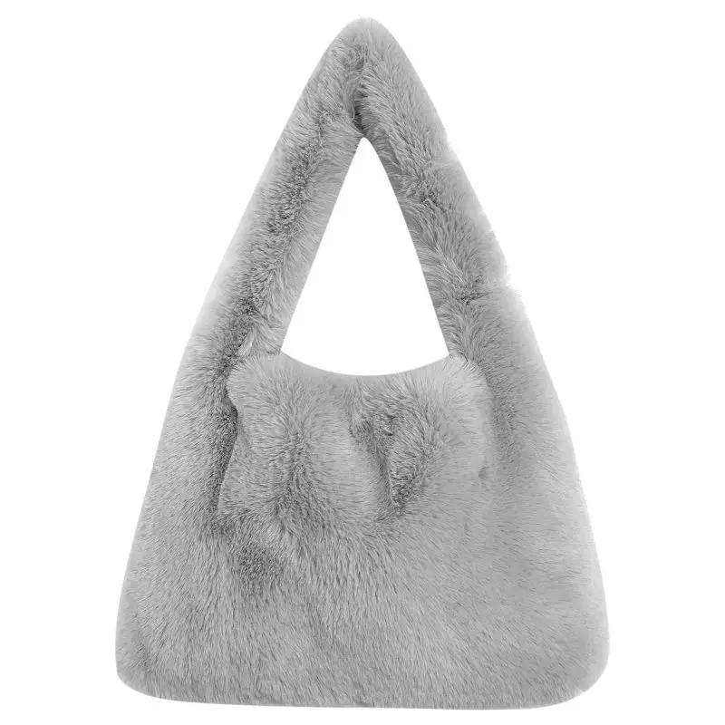 Winter New Products Women Fluffy Shoulder Bag Plush Faux Fur Soft WarmTote Handbag