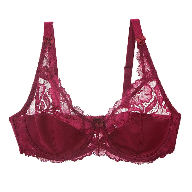 YCH lace ultra-thin bra sexy steel ring gathered adjustable transparent breathable support ladies bra