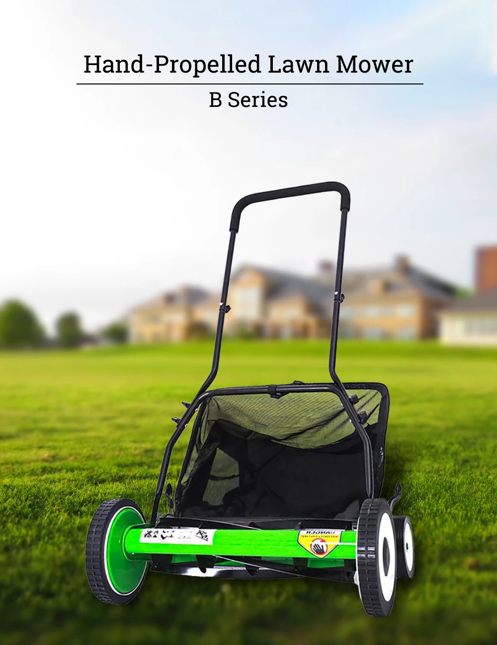 Scojet Garden Tools Hob 4 Wheels 16-20 inch Hand Push Lawn Mower Reel Mower Manual Cutting Grass Car