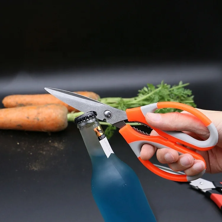 Высококачественные рекламные сверхмощные кухонные ножницы с красной черной пластиковой ручкой
