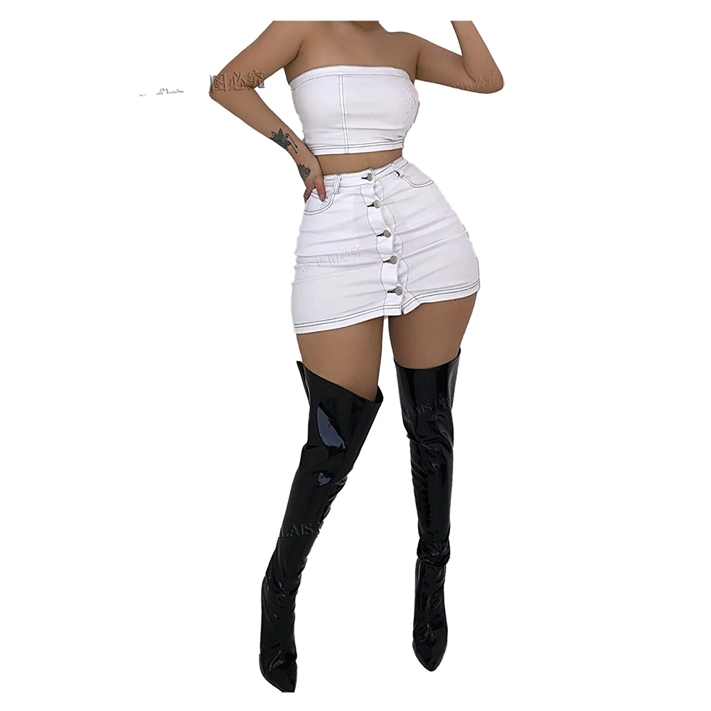 
8665 New arrival summer design strapless white tops ladies sexy women short tops online wholesale t-shirt 