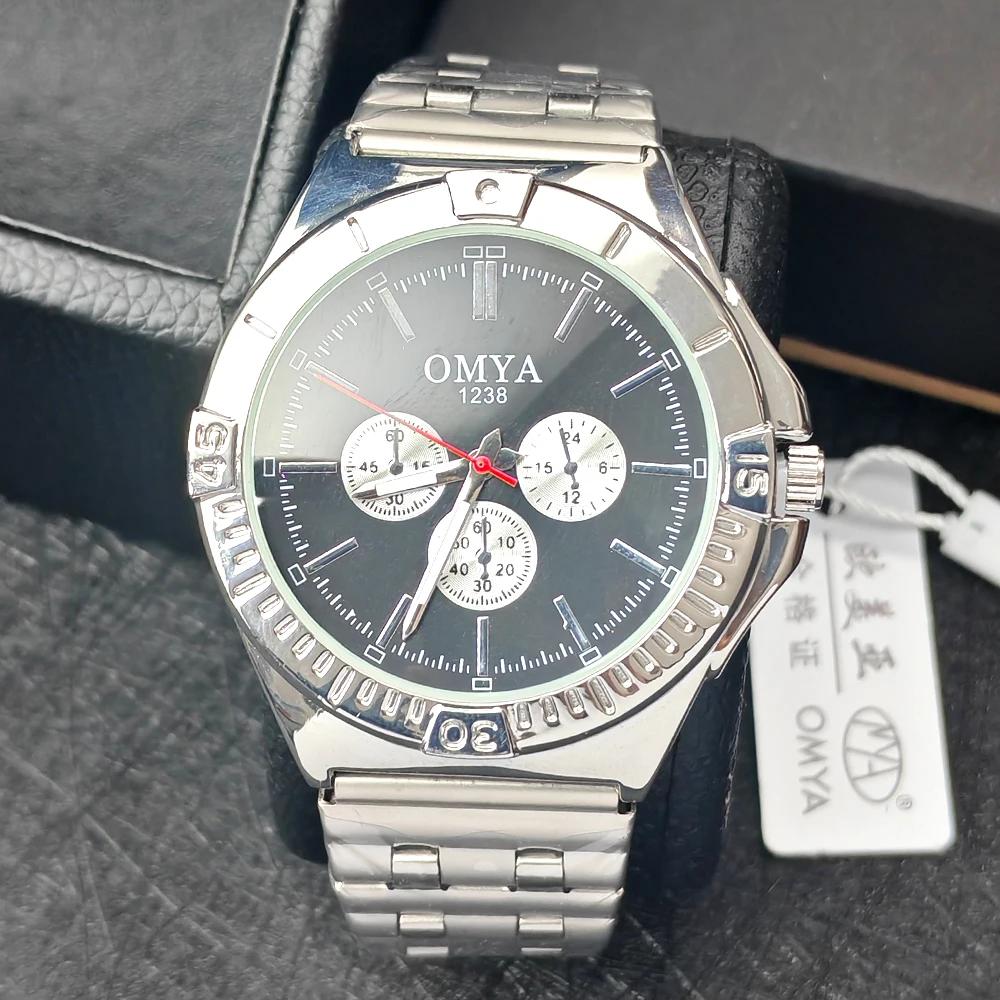 OMYA Fashion Custom logo Men Watch Waterproof Sport Wristwatch Luxury Men watches Steel Band Quartz watch for men reloj