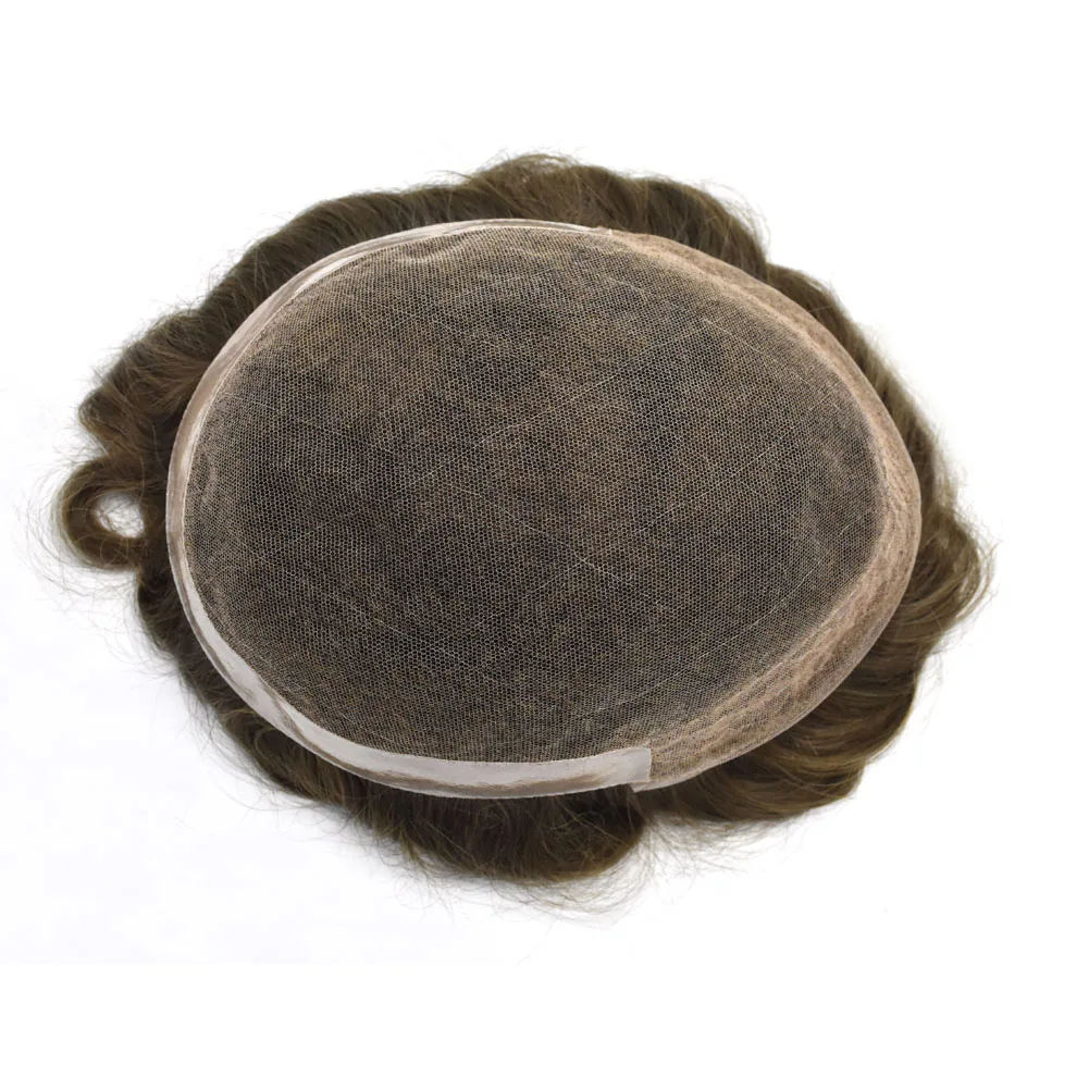 XF Natural Lace Base PU Around Men Extension Stock Human Hair in Fashion Spiky Toupee replacement BX2 man Hair Wig