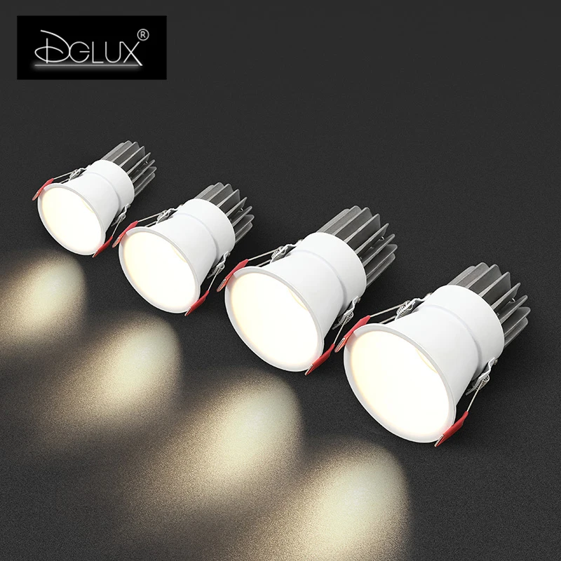 DGLUX профессиональный анти-ослепляющий ra>90 утопленные светодиодные маленькие крытые прожекторы 5/10/15/20 Вт прожектор безопасности для домашнего