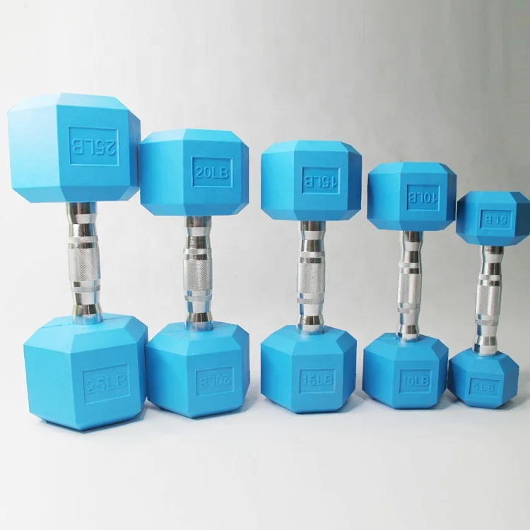 China Wholesale Bright Color Hot Selling Pvc Resin Gym Hexagonal Dumbbells