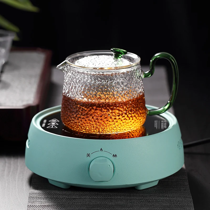 500ml Multi Color Handmade Customized High Borosilicate High Temperature Glass Teapot with Tea Filter and Handle