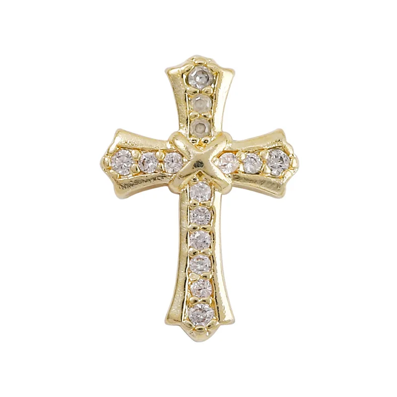 Retro Cross Nail Charm Alloy Rhinestones Cross Charms Punk Gothic Nail Art Supplies for Acrylic Nail Decoration