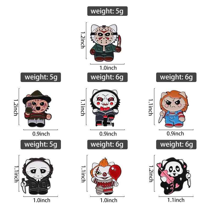 Cute But Creepy Enamel Pins Custom halloween Dagger Animals Badges Cartoon Animal Jewelry Gift for Kids Friends