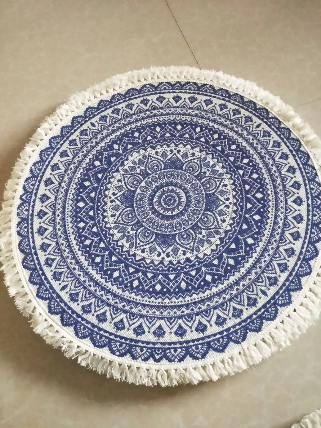 
Round home floor mats, retro woven cotton and linen floor mats comfortable round carpet 