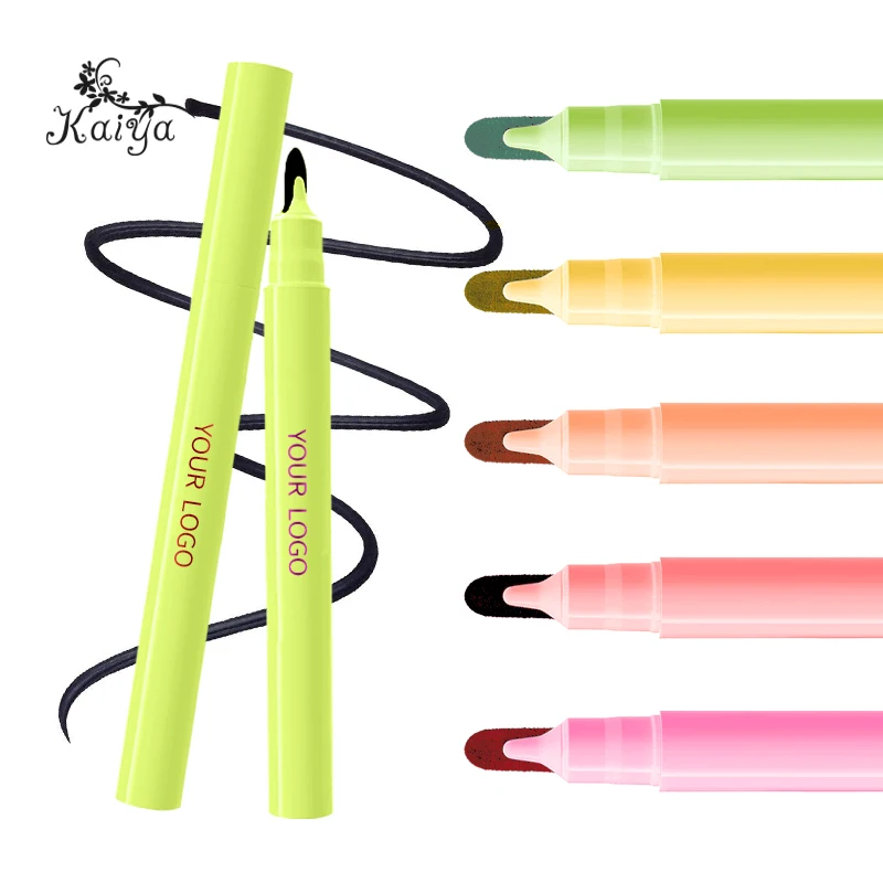 Private Label Makeup Flat Tip Colorful Eye Liner Pen Long Lasting Delineador De Ojos Waterproof Matte Colored Eyeliner Liquid