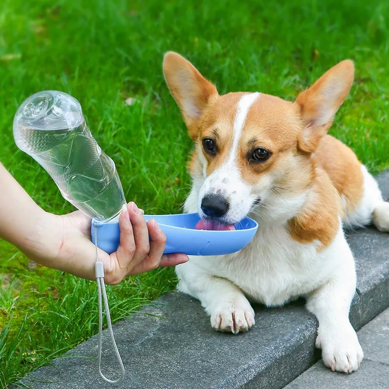 Foldable Leakproof Dog Water Bottle Dispenser Cheaper Outdoor Travel Walking Pet Drinking Feeder 450ml Portable Dog Water Cup
