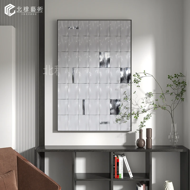 Modern minimalist art cold tone living room decorative painting entrance hanging painting upscale clubhouse painting bedroom