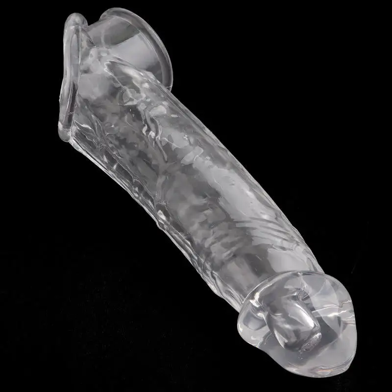 SHUNQU Reusable Penis Sleeve Extender Cock Rings Delay Ejaculation Silicone Glans Cover Enlargement Sex Toys For Men