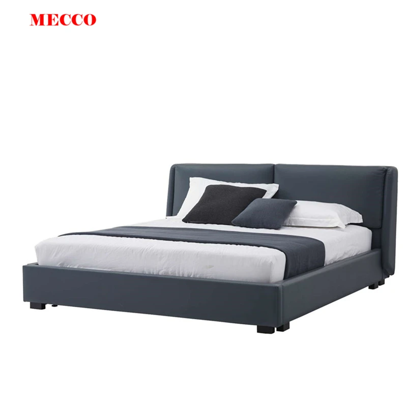 Mecco Useful Leather Sofa Bed Living Room Solid Wood Feet Luxury Bedroom Set Furniture King Size Bed King Size Modern Bed