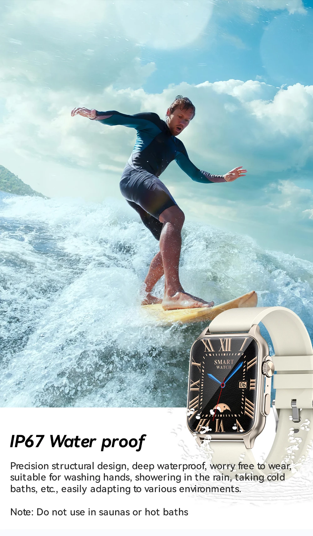 New Arrival N80 Smartwatch RTL8763EWE Extremely Narrow Frame Screen 100+Sport Tracker Watch IP68 Waterproof