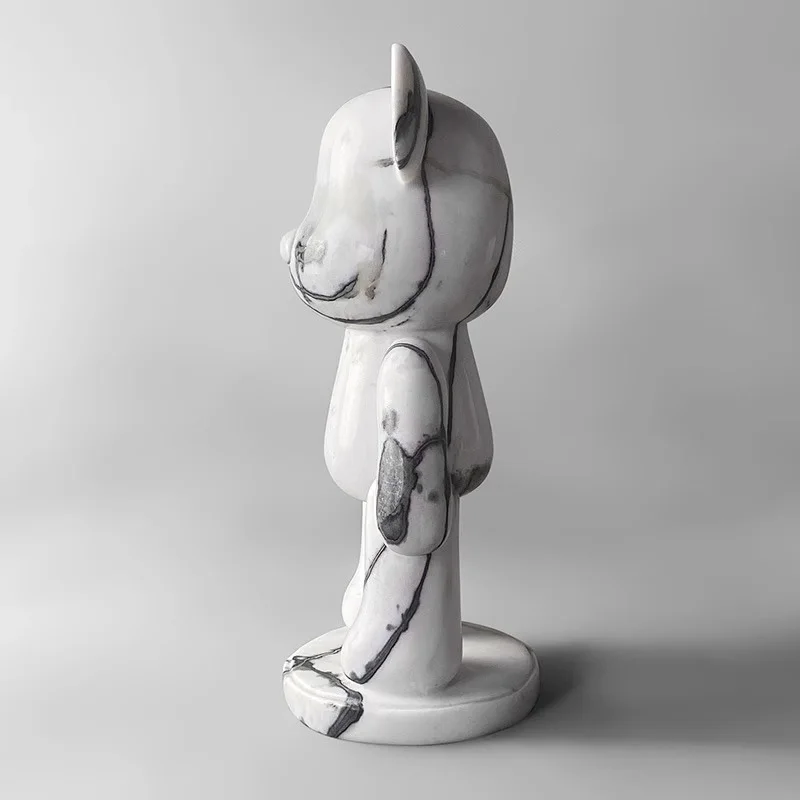 2024New violent bear doll natural marble fish belly white gold porch living room decoration tabletop TV cabinet light luxury
