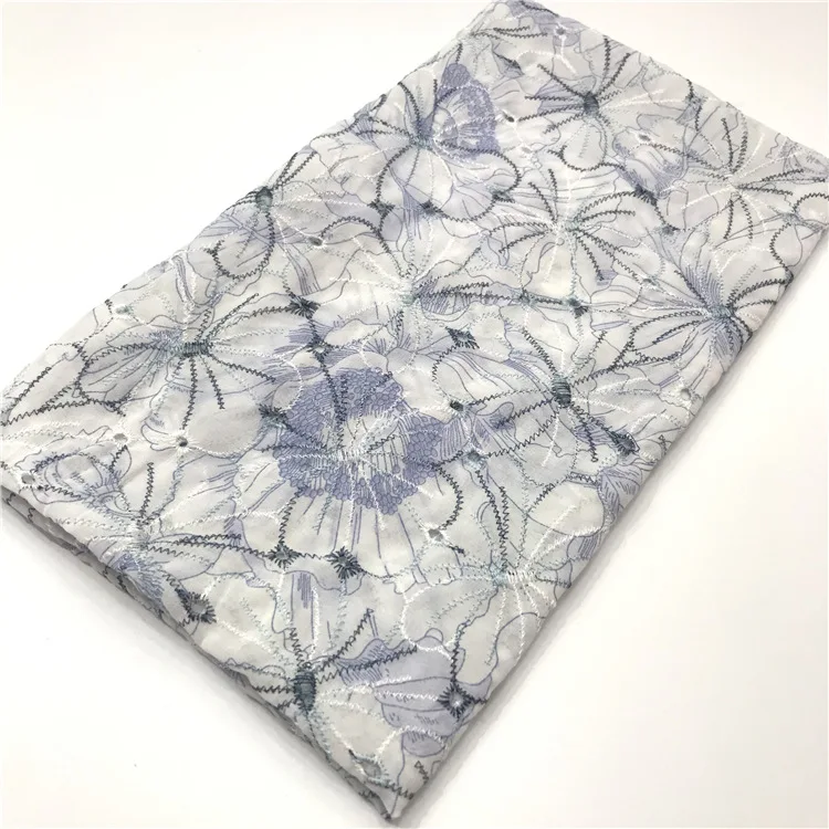 Wholesale Machine Embroidery Dress Customized Pattern Designs Embroidered 100% Cotton Embroidery Fabric For Apparel