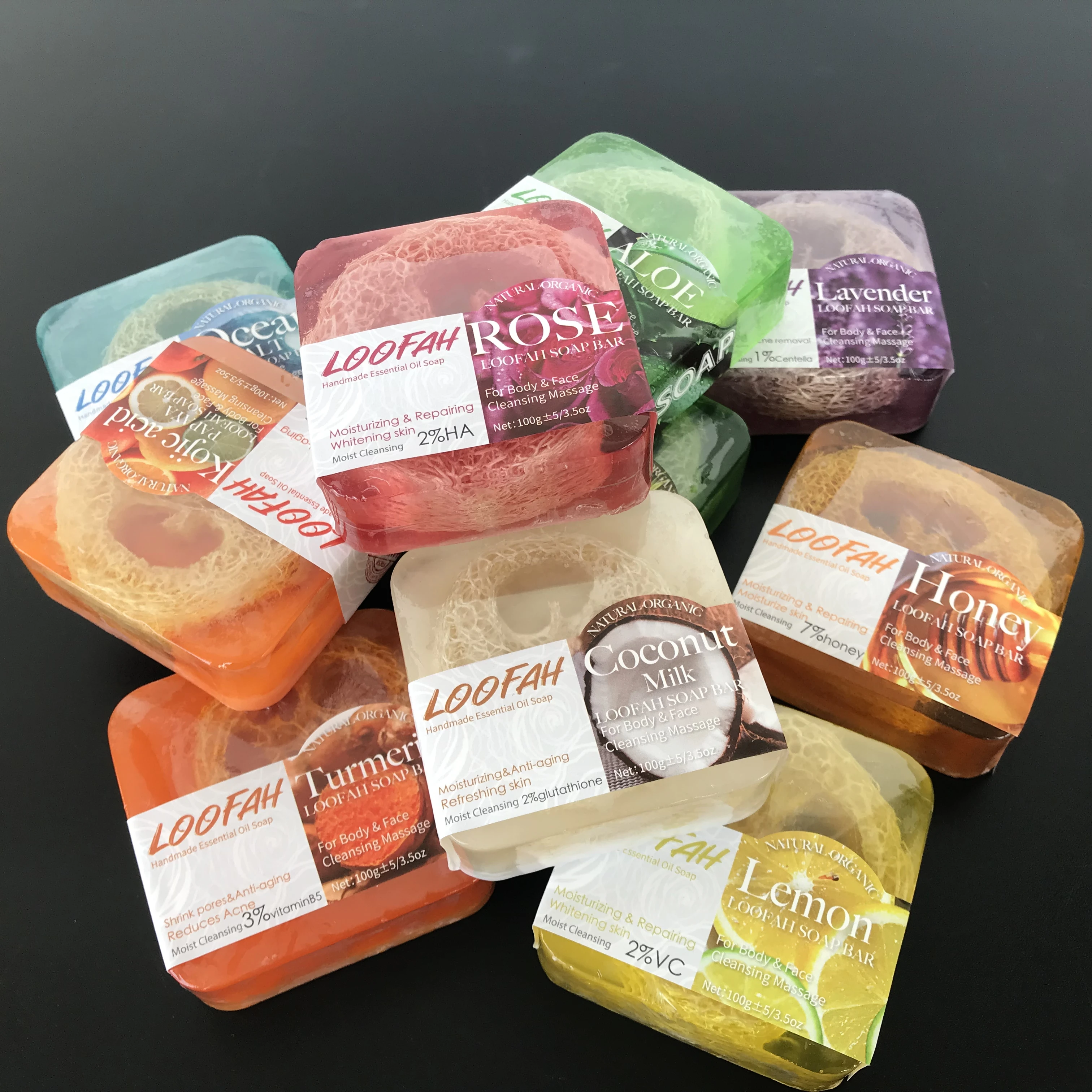 LOW MOQ Natural Plant Papaya Honey Charcoal Rose Turmeric Bathing Goat Milk Whitening Handmade Body Face Soap