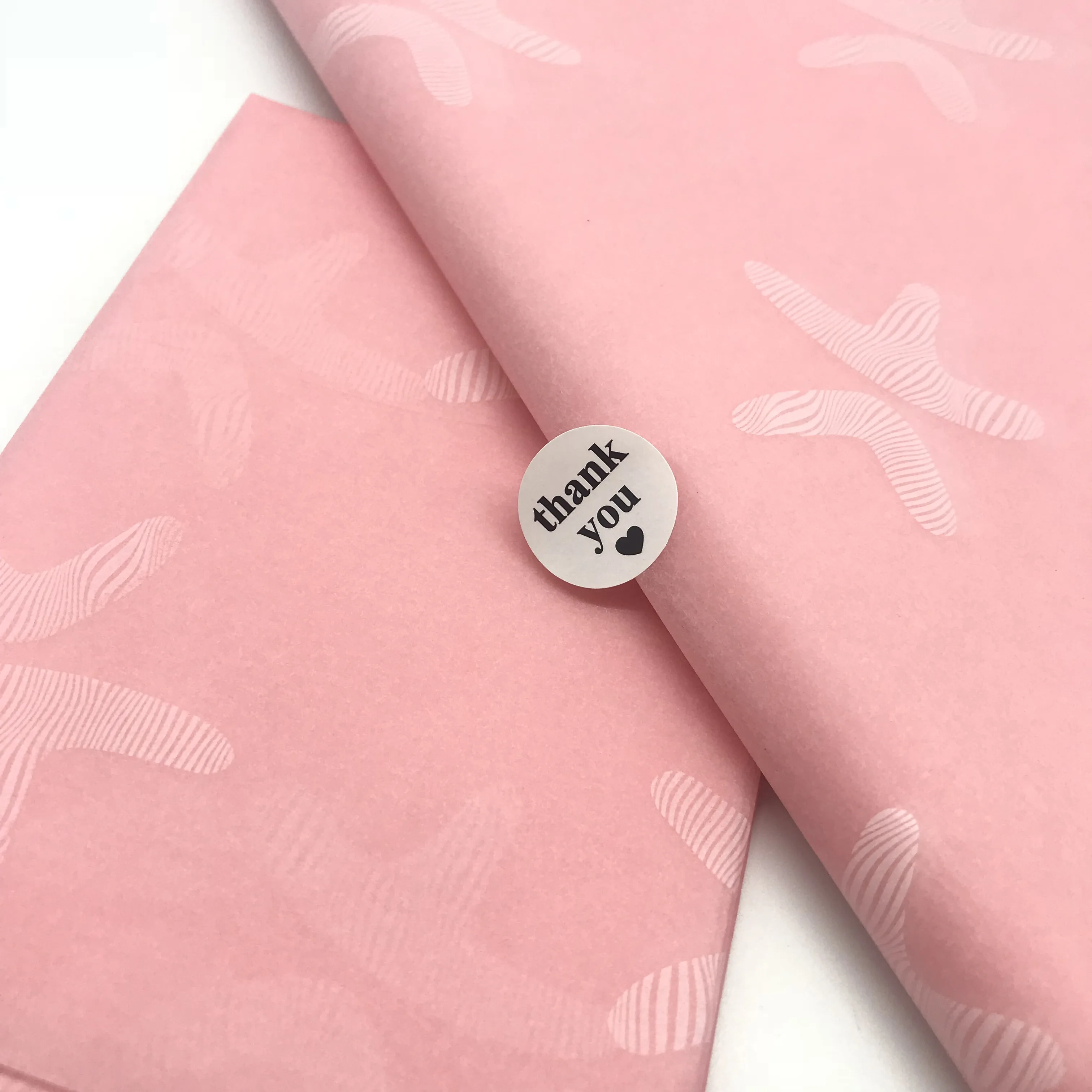 Pink gift custom tissue paper wrapping with white printing