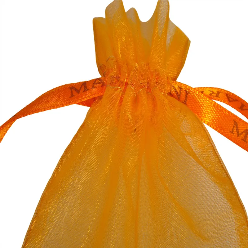 Индивидуальные прозрачные подарочные пакеты на шнурке, органза, мешочки для ювелирных изделий, сумка на шнурке с логотипом на ленте