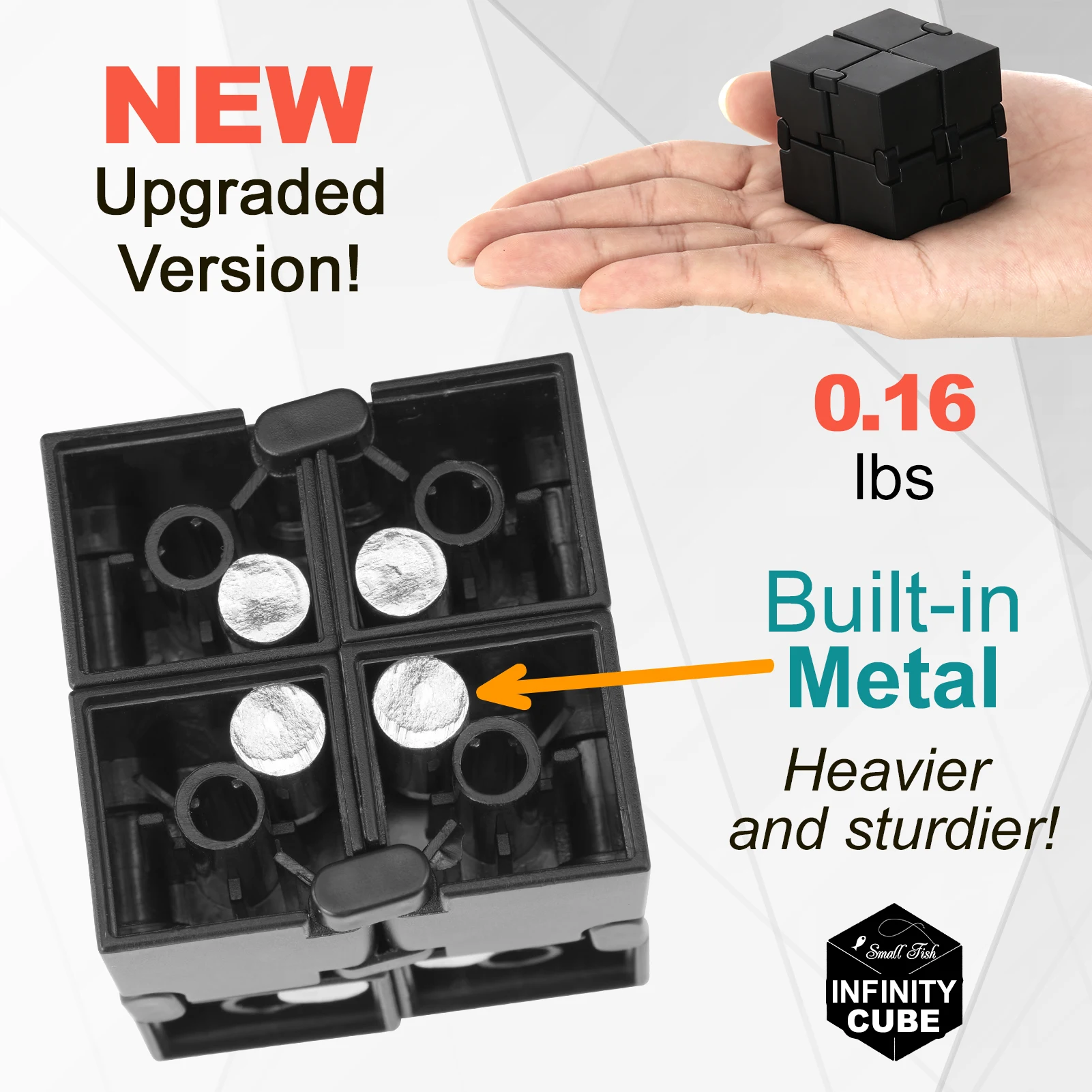 CPC Wholesale Infinity Magic Cube Mini Gadget Spinner Fidget Metal Toy for Stress and Anxiety Relief and Kill Time Black