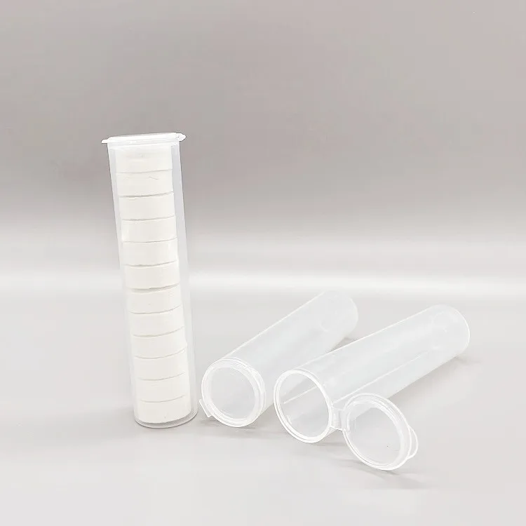 Disposable Face Tissue Cotton Towel Plastic Tube Pack Biodegradable Coin Compressed Towel for Camping