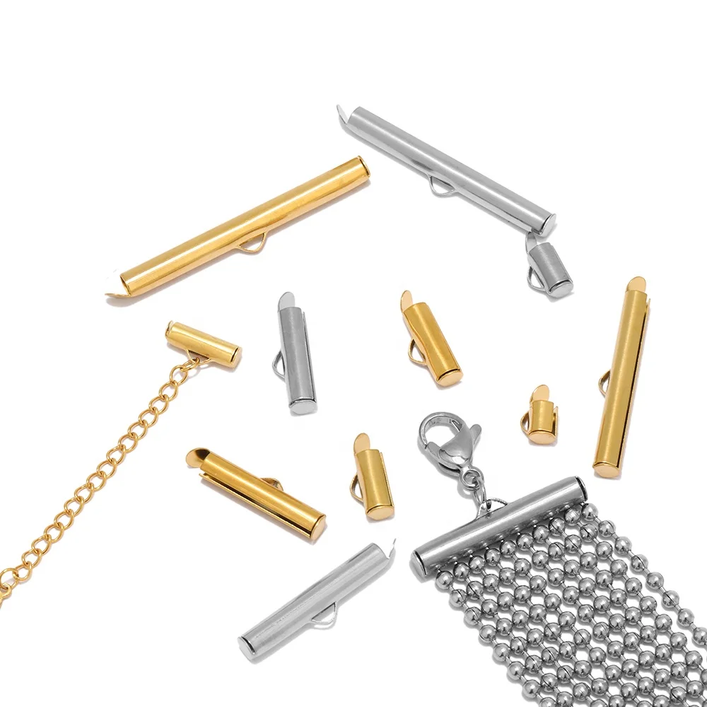Crimp End Slider Clasp Buckles Tubes Connectors Findings for DIY Bracelet Jewelry Making Accessories