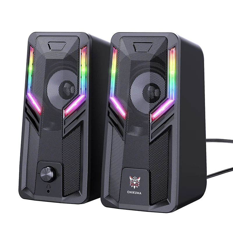 ONIKUMA G6 Newest Cool Mini Audio Video Speaker Subwoofer Desktop Audio USB Wired Subwoofer Music Player Active Small Speaker