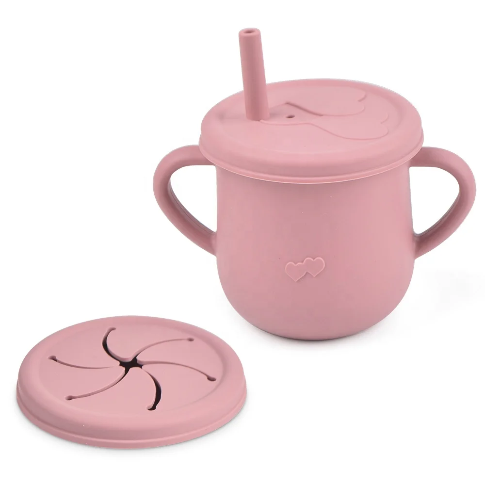 Customized Food Grade BPA Free Kids Silicone Training Baby Cups For Baby Drinking With Lids Or Straw Snack Cup Toddler Cup