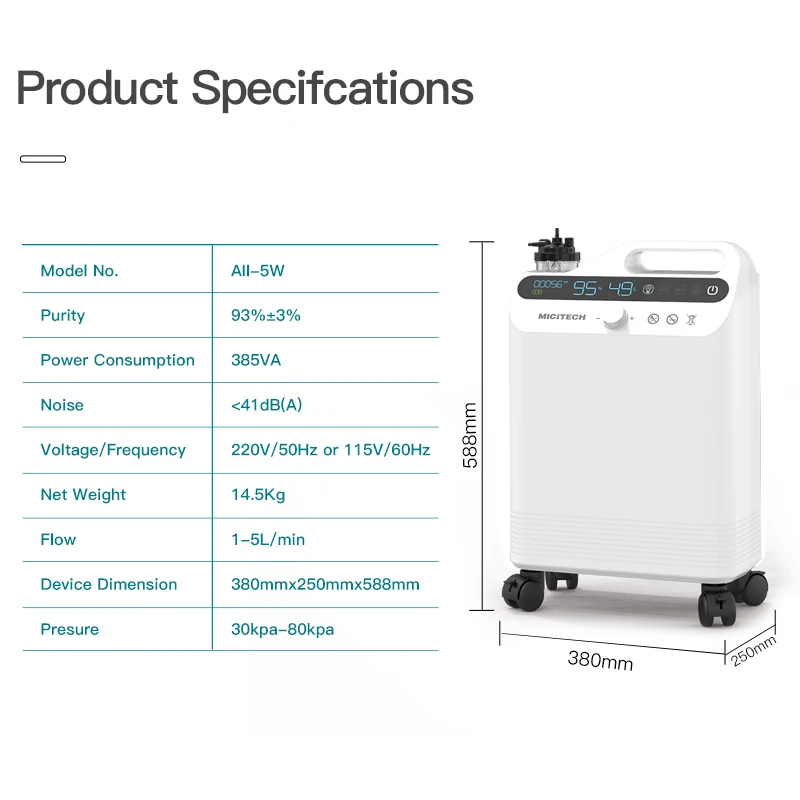 MICiTECH 02 concentrator machine health oxygen concentrator 5l oxygen concentrator