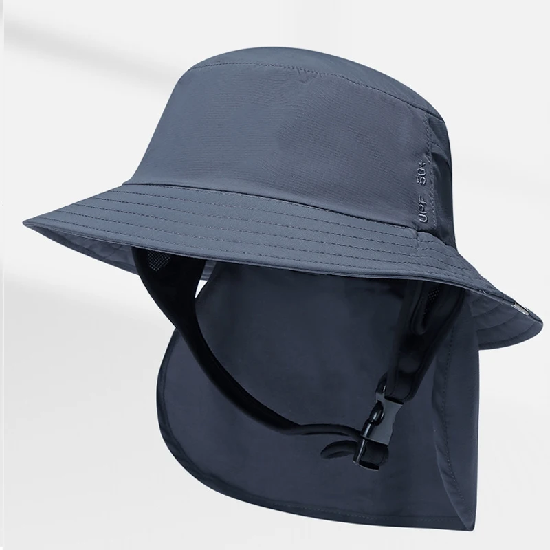 Summer waterproof surf hat Custom printed logo uv sun fishing casquette fisherman cap Nylon surfing Bucket Hats with chin strap