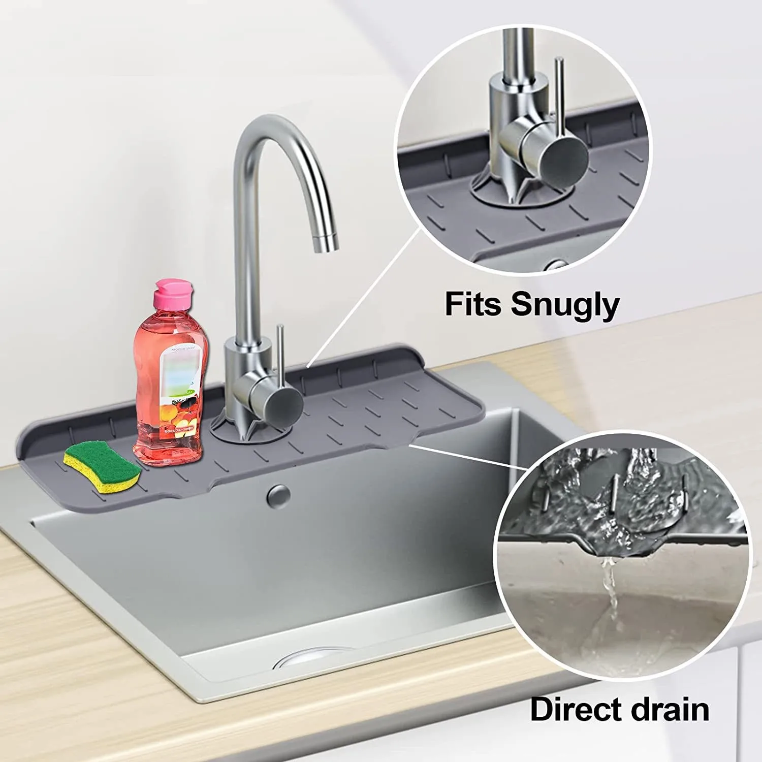 Hot Sale Silicone Faucet Sink Mat, Splash Guard Catcher Faucet Absorbent Mat Catching Splash Drying Mat for Kitchen Counter