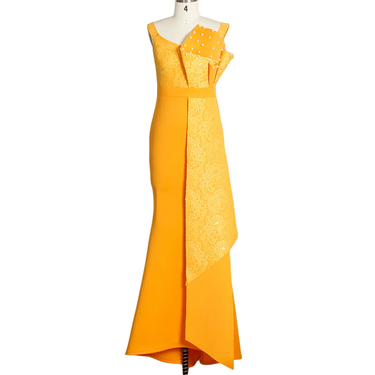 V Neck One Shoulder Plus Size Banquet Dress Party Wear Long Ball Gowns For Women Evening Dresses