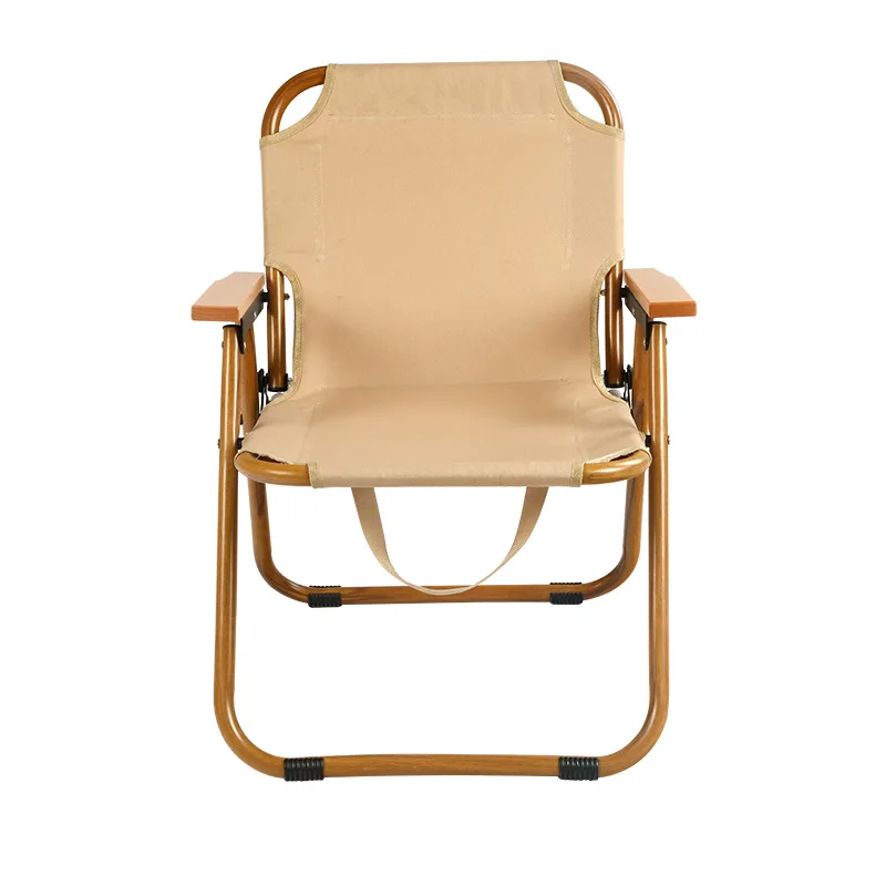 Light Luxury Camping Products Portable Wood Grain Round Tube Aluminum alloy Outdoor Back Kermit Chair