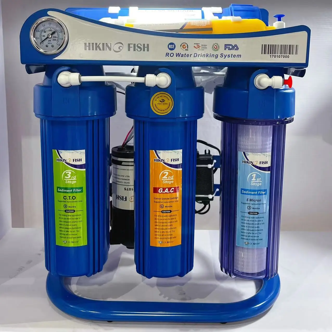 6 stages 75GPD RO water filter system with water filter cartridge