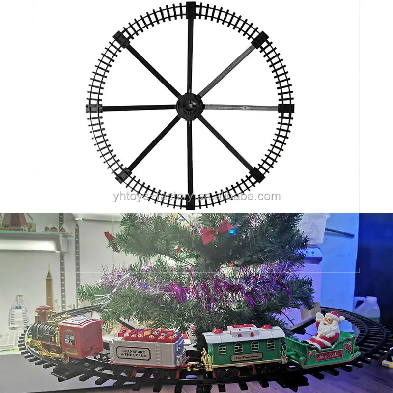 Christmas Tree Decoration Railway Train with Sound Light Santa Claus Classic Toys Electric Track Train Slot Toys