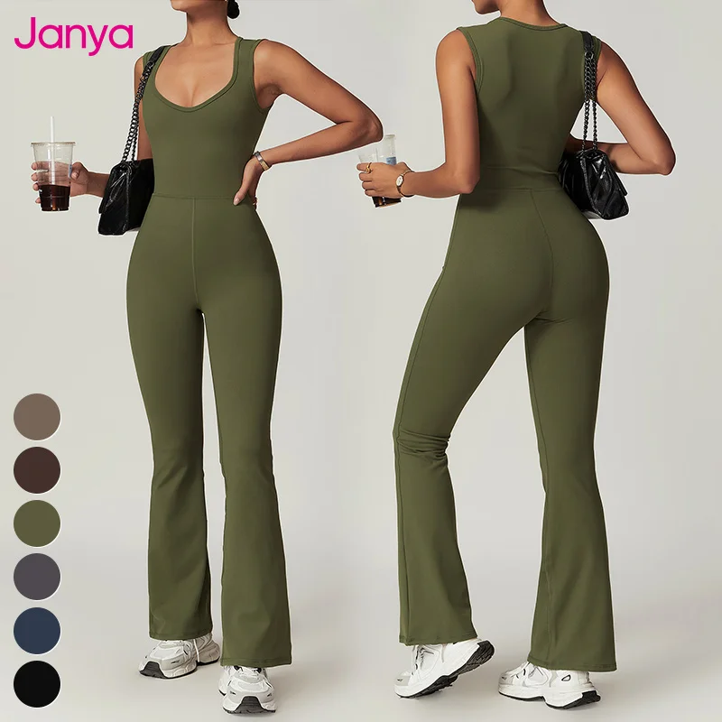 Knitting Sleeveless Sports Bodysuit Gym Fitness Workout Jumpsuits One Piece Yoga Jumpsuit Rompers For Women Without Padding