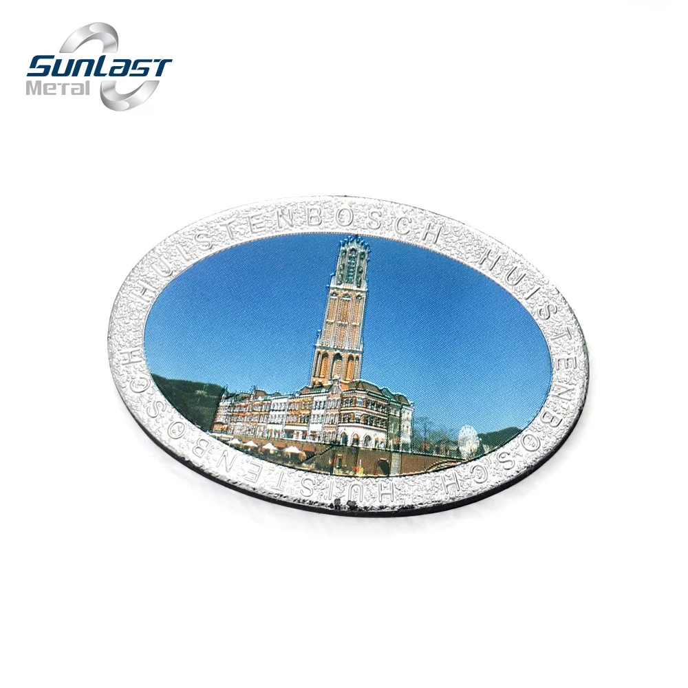 Refrigerator Foil Magnet Souvenir 3D Embossed Aluminium Foil Fridge Magnet Silver Foil Fridge Magnets