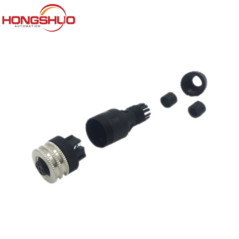 M12 Acode 4Pin female Straight IP67  lock 2~9mm wire