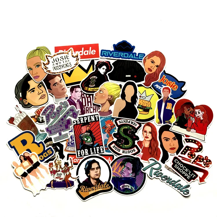 35Pcs/Set Riverdale Graffiti Stickers U.S. Drama Series For Luggage Laptop Car Skateboard Guitar Fridge Decal Toy PVC Waterproof