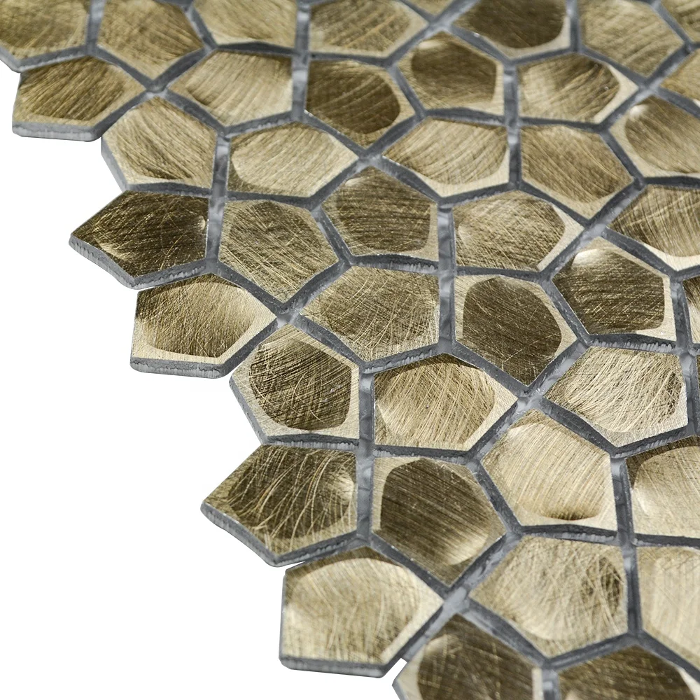 Gold Solid Aluminium Metal Mosaic Tile for Wall Decoration