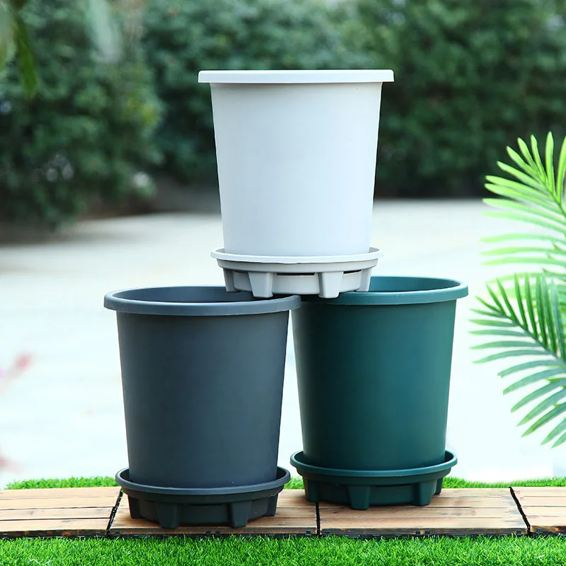 Hot Selling  Outdoor Garden Supplies China Planter 6 Inch Indoor No Hanging Plastic Vase Flower Pots With Tray