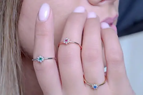 Solid gold Sapphire Diamond flower design wedding rings jewelry women