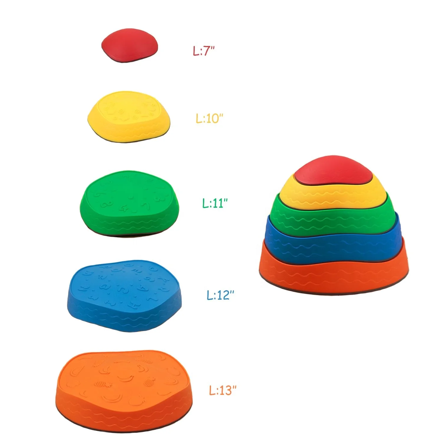 Balance Stepping Stones for Kids 5pcs Non-Slip River Stones,Balance Block Obstacle Course Play Indoor and Outdoor Sensory Toys