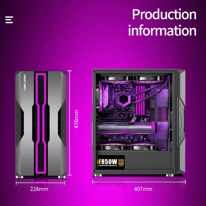 Wholesale Office Desktop Metal Tower PC Case with RGB Cooling Fan Middle Tower Design for Home ATX Computer Cases & Towers